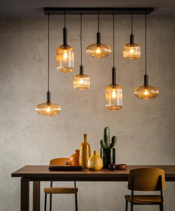 Lucide MALOTO - Pendant light - 7xE27 - Amber - ambiance 1